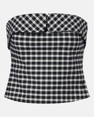 Posse Chiara Gingham Cotton-Blend Tube Top - Black