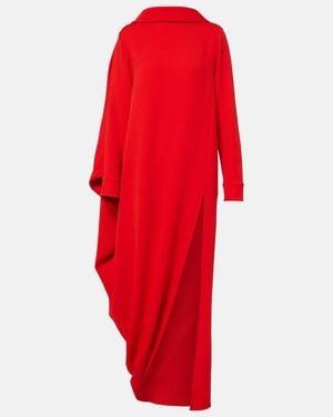 Balenciaga Vestido Largo De Seda Y Lana - Rojo