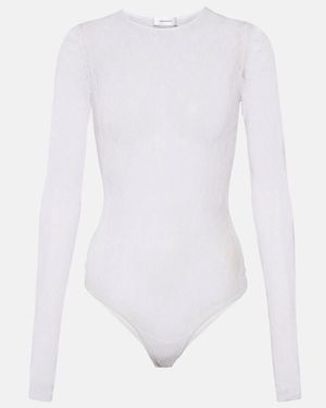 Wardrobe NYC Floral Chantilly Lace Bodysuit - White
