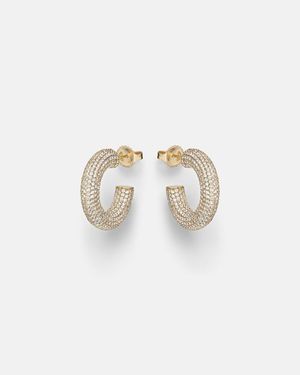 Sydney Evan Puffy 14Kt (585/1000) Hoop Earrings With Diamonds - White