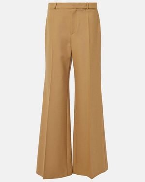 Chloé Wool Grain De Poudre Flared Trousers - Natural