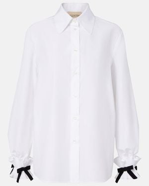 Valentino Garavani Bow-Detail Cotton-Blend Poplin Shirt - White