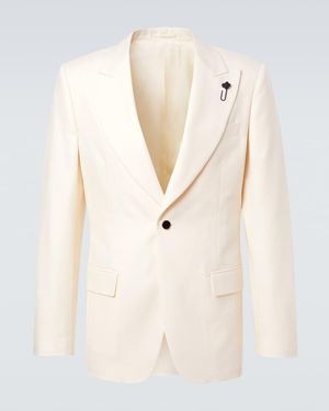 Lardini Single-Breasted Virgin Wool Blazer - Natural