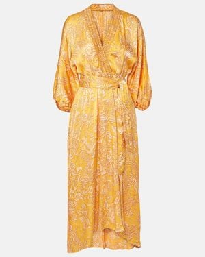 Poupette Celie Printed Asymmetric Maxi Dress - Metallic