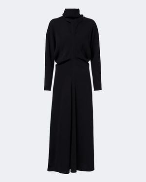 TOTEME Draped Turtleneck Cady Midi Dress - Black