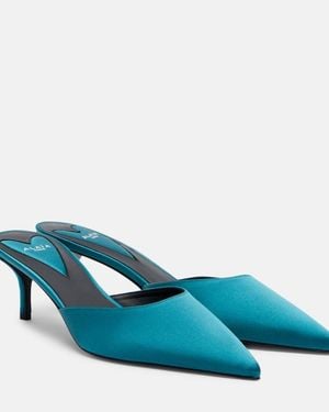 Alaïa Le Coeur Satin Mules - Blue