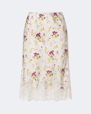 Doen Elowette Lace-Trimmed Silk Satin Midi Skirt - White