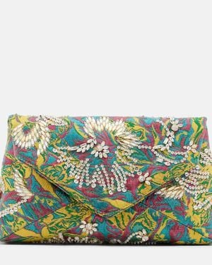 Dries Van Noten Clutch Envelope Small Aus Jacquard - Gelb
