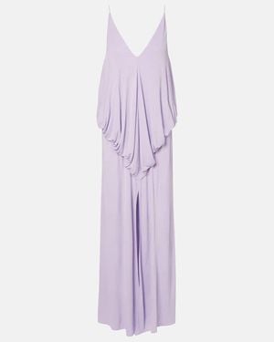 Loewe Draped Crepe Jersey Maxi Dress - Purple