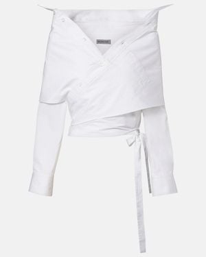 Balenciaga Off-Shoulder Cotton Top - White