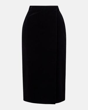 Saint Laurent Cotton Velvet Pencil Skirt - Black