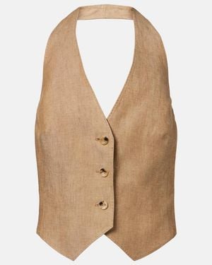 Max Mara Sauro Open-Back Linen Vest - Natural