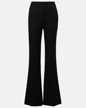 Veronica Beard Komi High-Rise Linen-Blend Flared Trousers - Black
