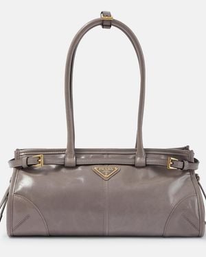 Prada Bonnie Medium Leather Shoulder Bag - Grey