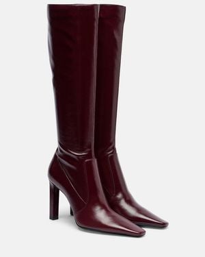 Saint Laurent Francoise 95 Leather Knee-High Boots - Red