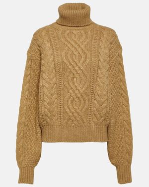 Loro Piana Erdenet Cashmere And Mohair Turtleneck Jumper - Natural