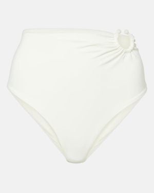 Johanna Ortiz Marinera Ruched Bikini Bottoms - White