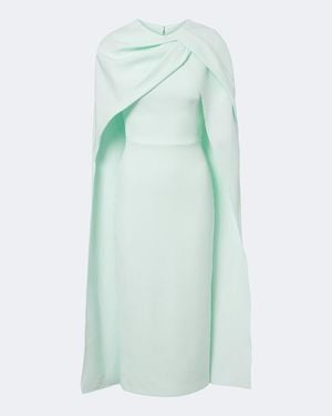 Safiyaa Oria Caped Crepe Midi Dress - Green