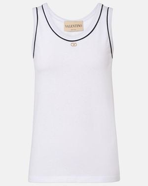 Valentino Vlogo Cotton Jersey Tank Top - White