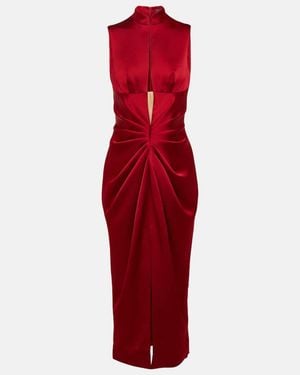 Rasario Draped Cutout Midi Dress - Red