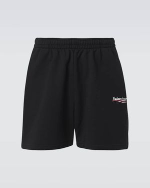 Balenciaga Political Campaign Cotton Jersey Shorts - Black