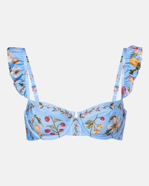 Agua Bendita Bedrucktes Bikini-Oberteil Kiwi - Blau
