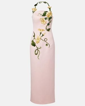 LEO LIN Ava Floral-Applique Corset Gown - Pink