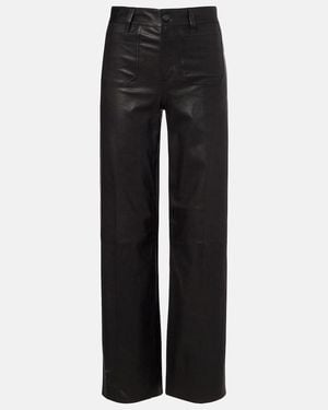 FRAME Le Slim Palazzo High-Rise Leather Pants - Black