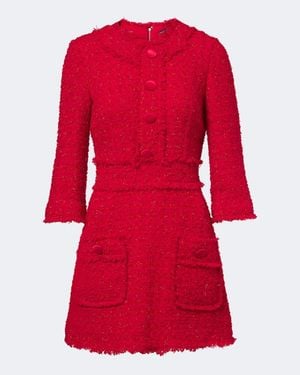 Dolce & Gabbana Cotton-Blend Boucle Minidress - Red