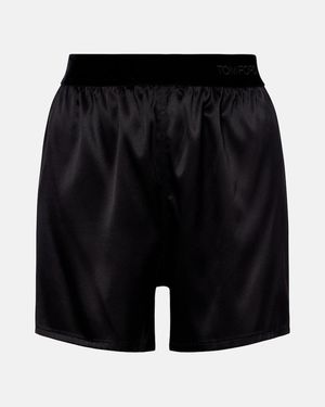 Tom Ford High-Rise Silk-Blend Satin Shorts - Black