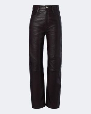 Arma Leather Wide-Leg Trousers - Black