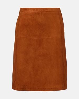 Versace Suede Midi Skirt - Brown