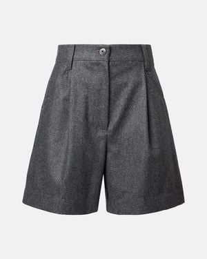 Brunello Cucinelli High-Rise Virgin Wool Shorts - Grey