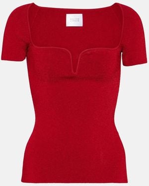 Galvan London Gaia Ribbed Knit Top - Red