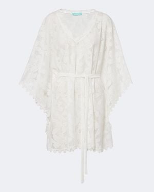 Melissa Odabash Petra Floral Sheer Lace Kaftan - White