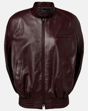 Phoebe Philo Caped Leather Bomber Jacket - Brown