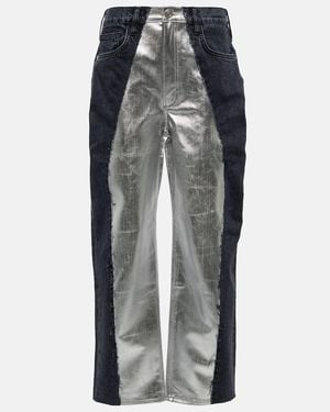FRAME Pieced Mid-rise Straight Jeans - Grey