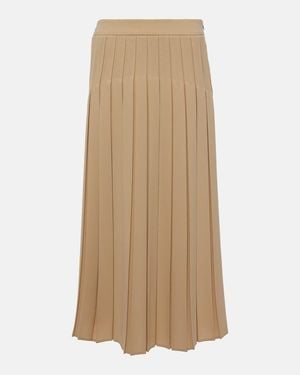 Max Mara Luisa Pleated Midi Skirt - Natural