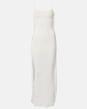Jacquemus Plumetis Polka-Dot Jersey Slip Dress - White