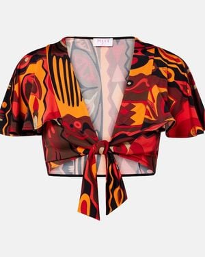 PUCCI Kwango Jersey Satin Crop Top - Red