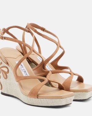 Jimmy Choo Ayla Leather Espadrille Wedges - Metallic