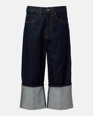 KHAITE Boyle Cropped Wide-Leg Jeans - Blue