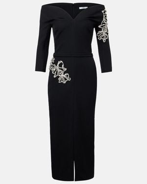 Safiyaa Linda Crystal-Embellished Midi Dress - Black