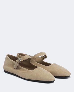 Miu Miu Ballerinas Mary Jane Aus Veloursleder - Natur