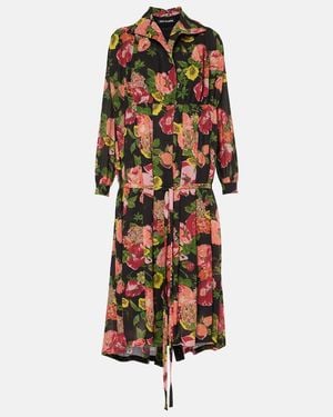 Junya Watanabe Georgette And Jersey Midi Dress - Black