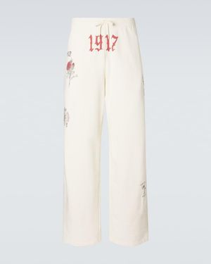 Balenciaga Printed Cotton Fleece Joggers - Natural