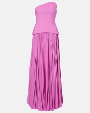Solace London Britt Pleated Strapless Gown - Purple