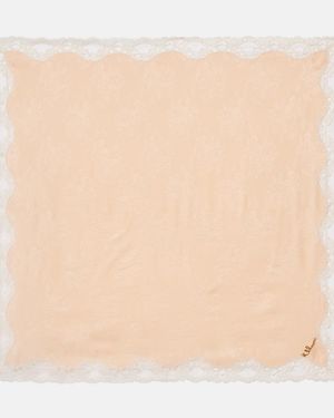 Chloé Embellished Lace-Trimmed Silk Jacquard Scarf - Natural