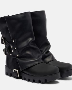 Dolce & Gabbana Leather Biker Boots - Black