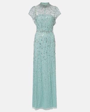 Jenny Packham Crystal Drop Embellished Gown - Blue